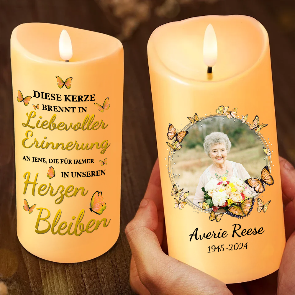 Personalisierte LED-Kerze mit Foto - Dein Andenken lebt weiter - Weihnachtsgeschenk für Familienmitglieder