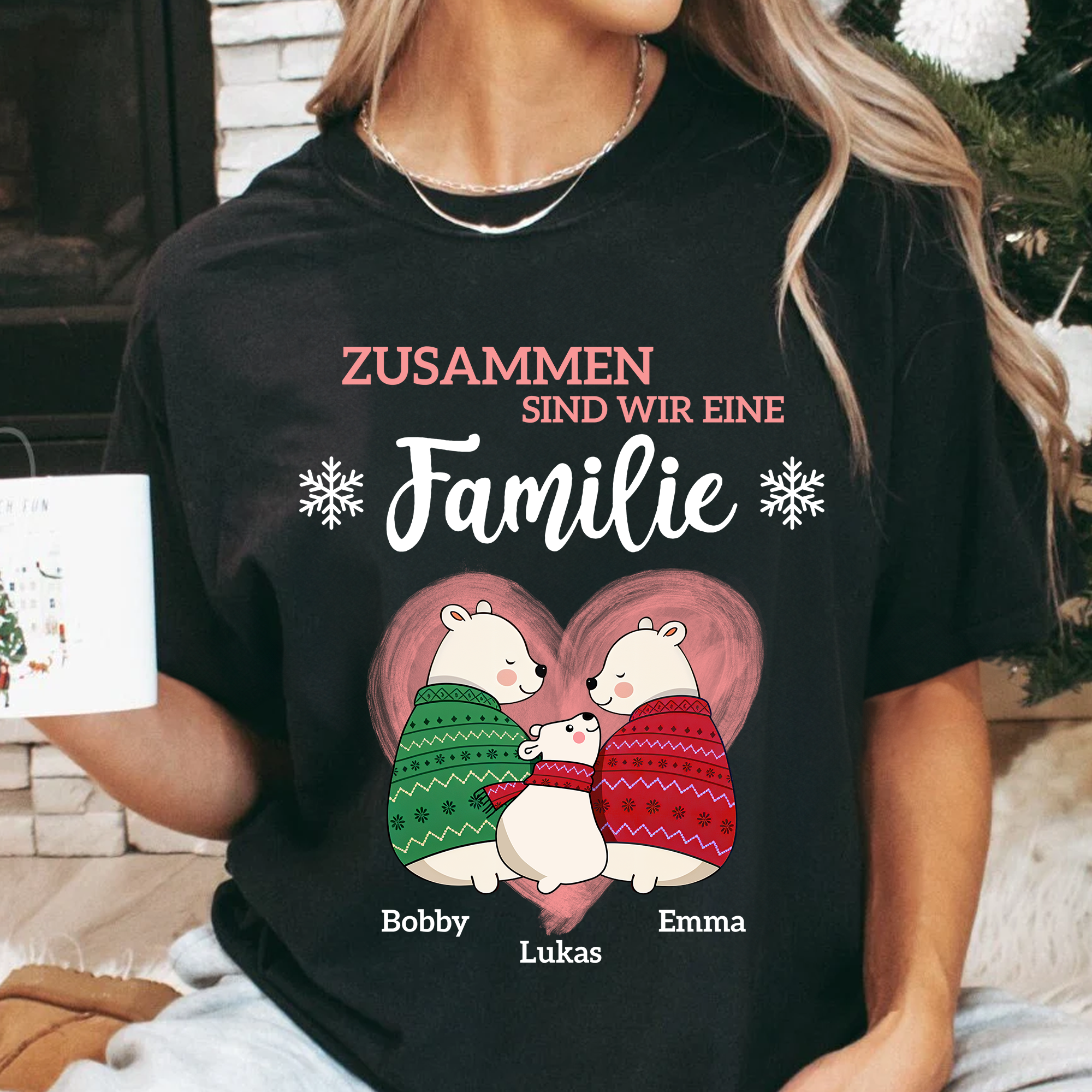 Zusammen Sind Wir Eine Familie T-Shirt - ersonalisiertes Familien-Bär-Shirt - Familien-Weihnachtsshirts