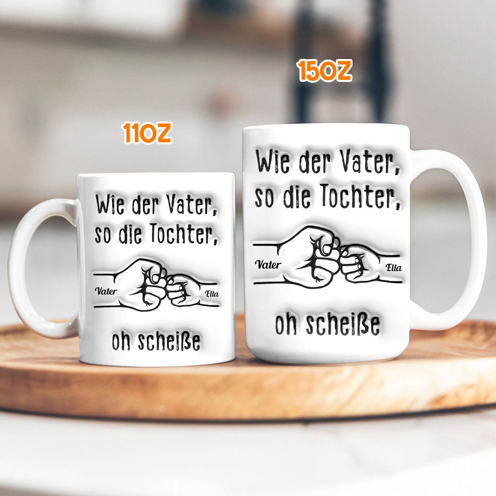 Wie Vater wie Tochter Fauststoß-Handschlag - Personalisierte Tasse - Geschenk für Vater und Tochter