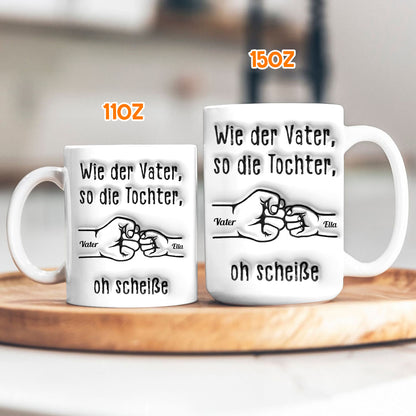 Wie Vater wie Tochter Fauststoß-Handschlag - Personalisierte Tasse - Geschenk für Vater und Tochter