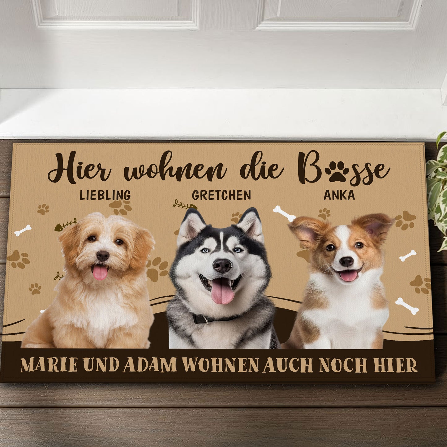 Personalisierte Hier Wohnt Der Boss Fußmatte - Individuelle Fußmatte Für Tierliebhaber - Foto Geschenk Für Hundebesitzer Und Katzenliebhaber