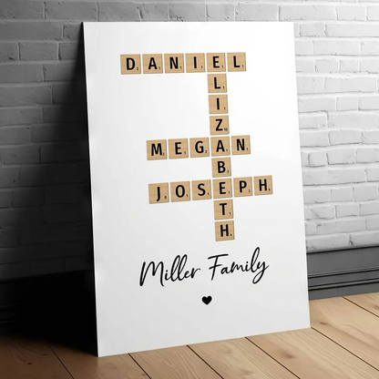 Familien-Kreuzworträtsel-Kunst - Personalisiertes Poster und Leinwand