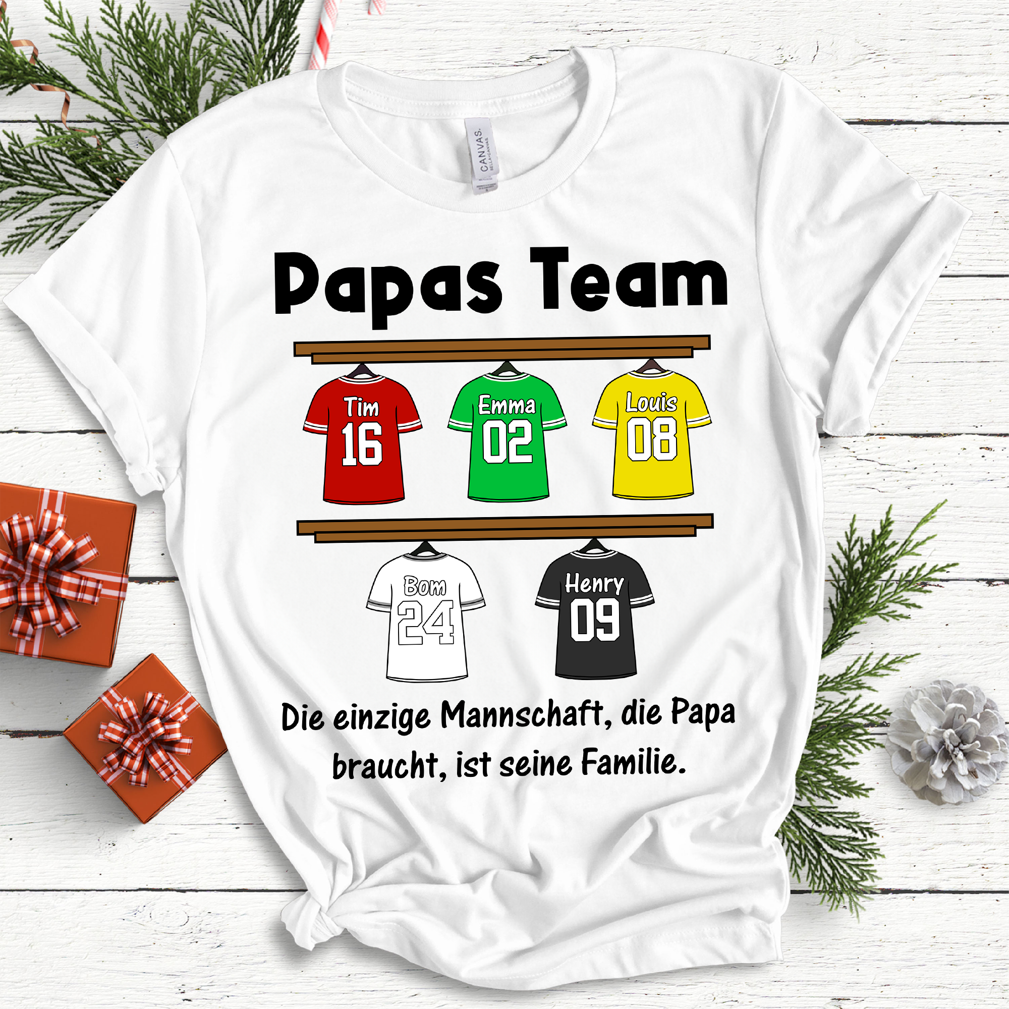 Personalisiertes Papas Team T-Shirt – Papas Fußballteam Shirt – Geschenk für Fußballväter