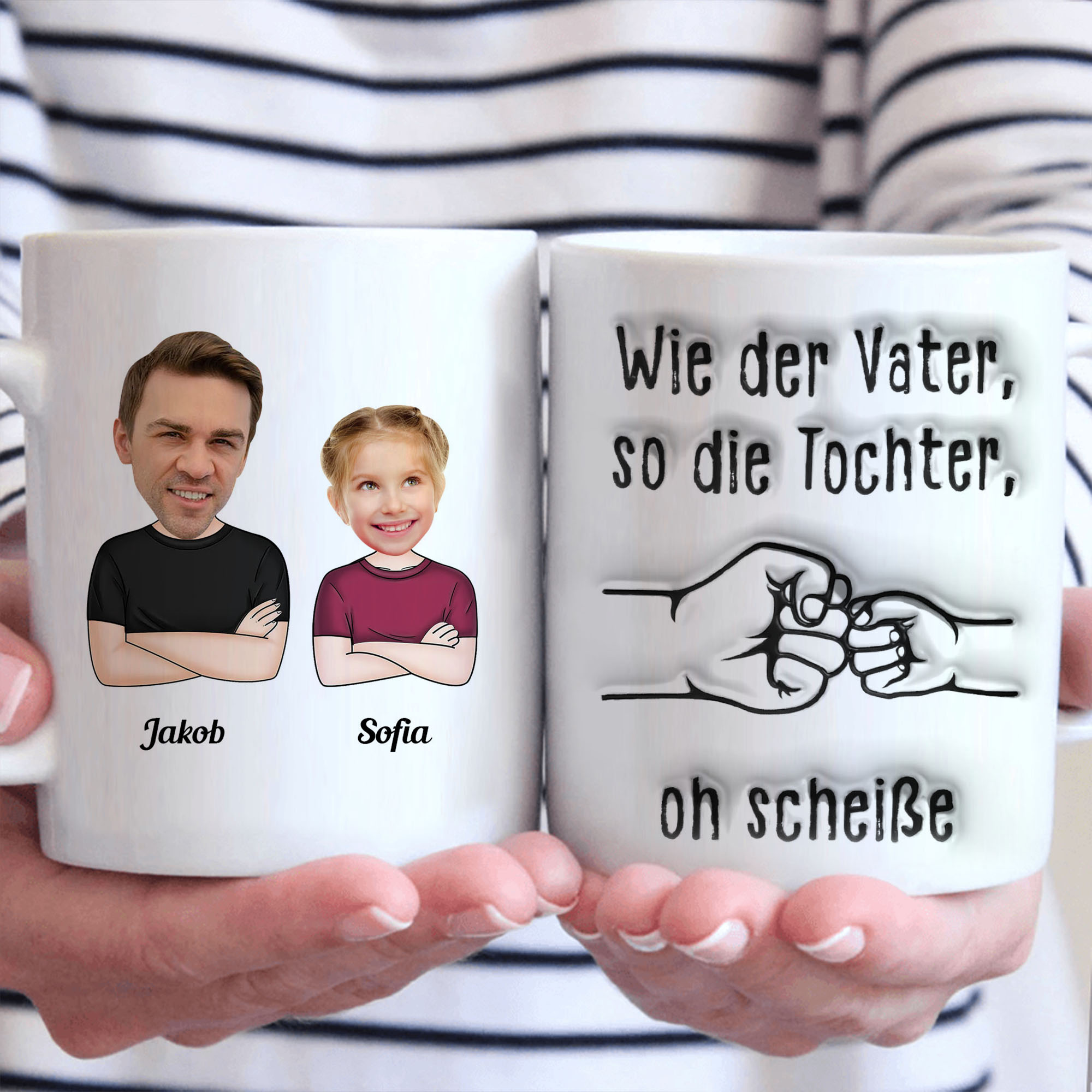 Wie Vater wie Tochter Fauststoß-Handschlag - Personalisierte Tasse - Geschenk für Vater und Tochter