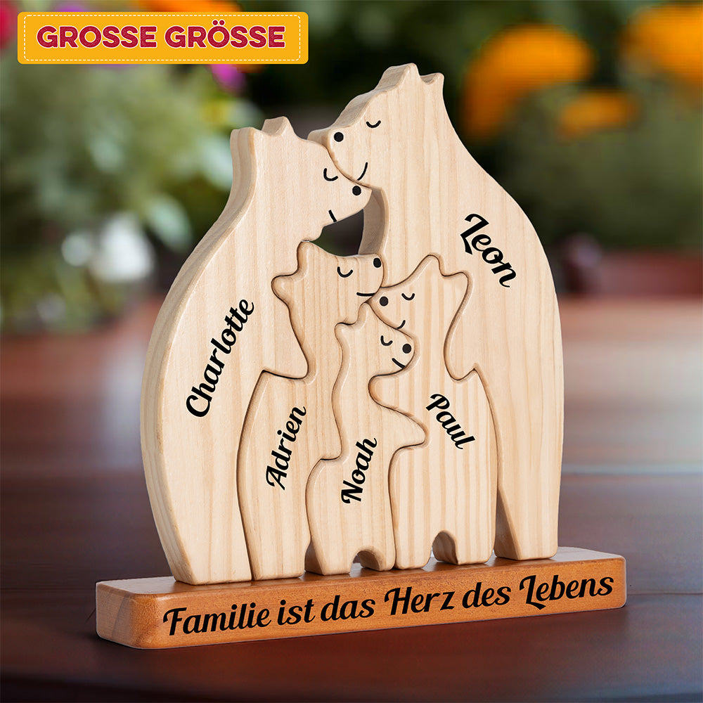 Bärenfamilie aus Holz große Größe - Puzzle Bärenfamilie aus Holz - Haustierschnitzereien aus Holz - Geschenk zum Muttertag