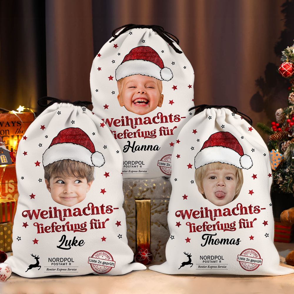 Weihnachtslieferung Sack - Glitzernder Weihnachtssack mit Sonderlieferung - Personalisierter Weihnachtssack - Weihnachtsgeschenke