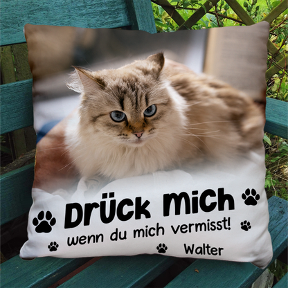 Drück Mich, Wenn Du Mich Vermisst - Personalisertes Kissen - Tierliebhaber