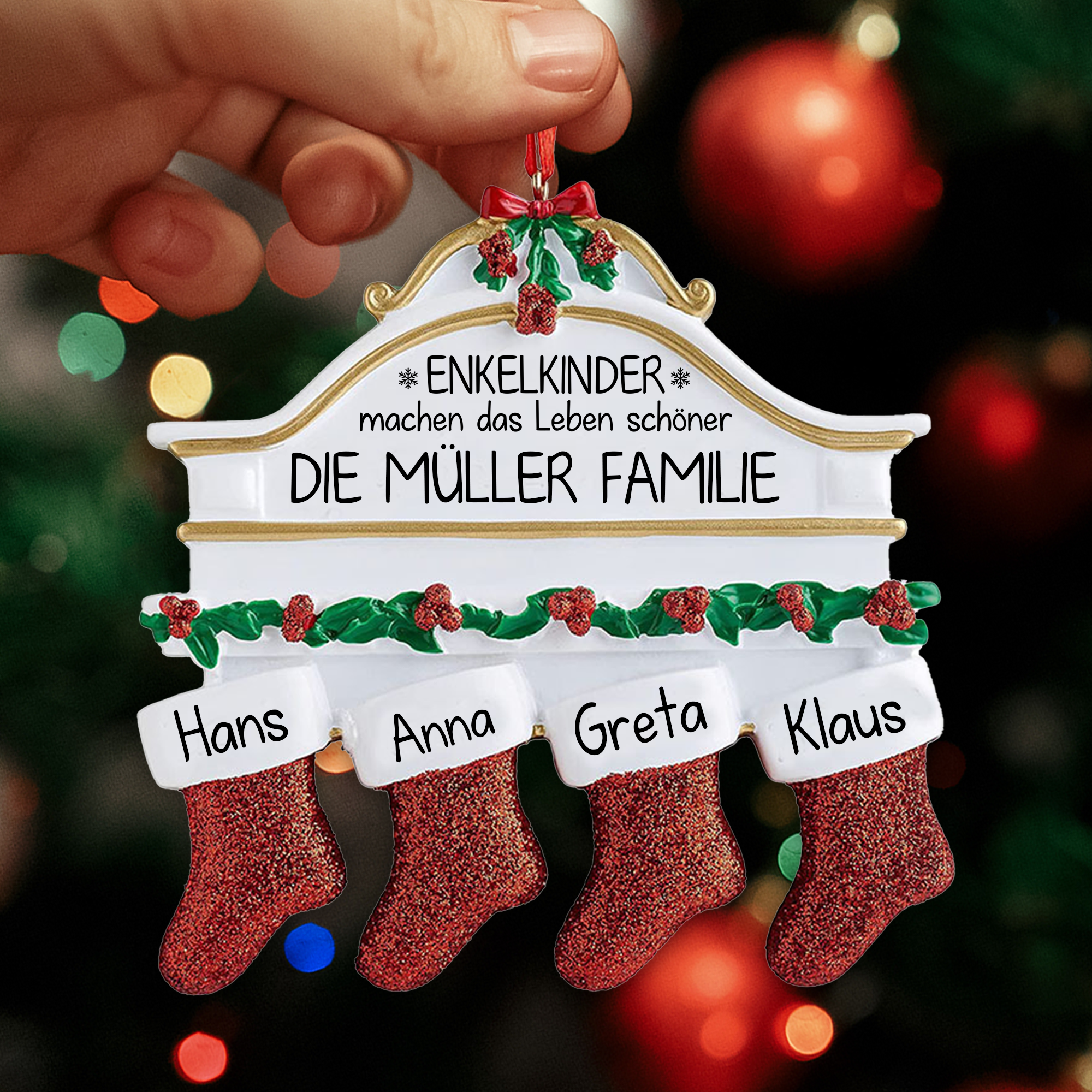 Familien-Weihnachtskamin-Ornament - 2024 Weihnachtsornament - Familien-Ornament