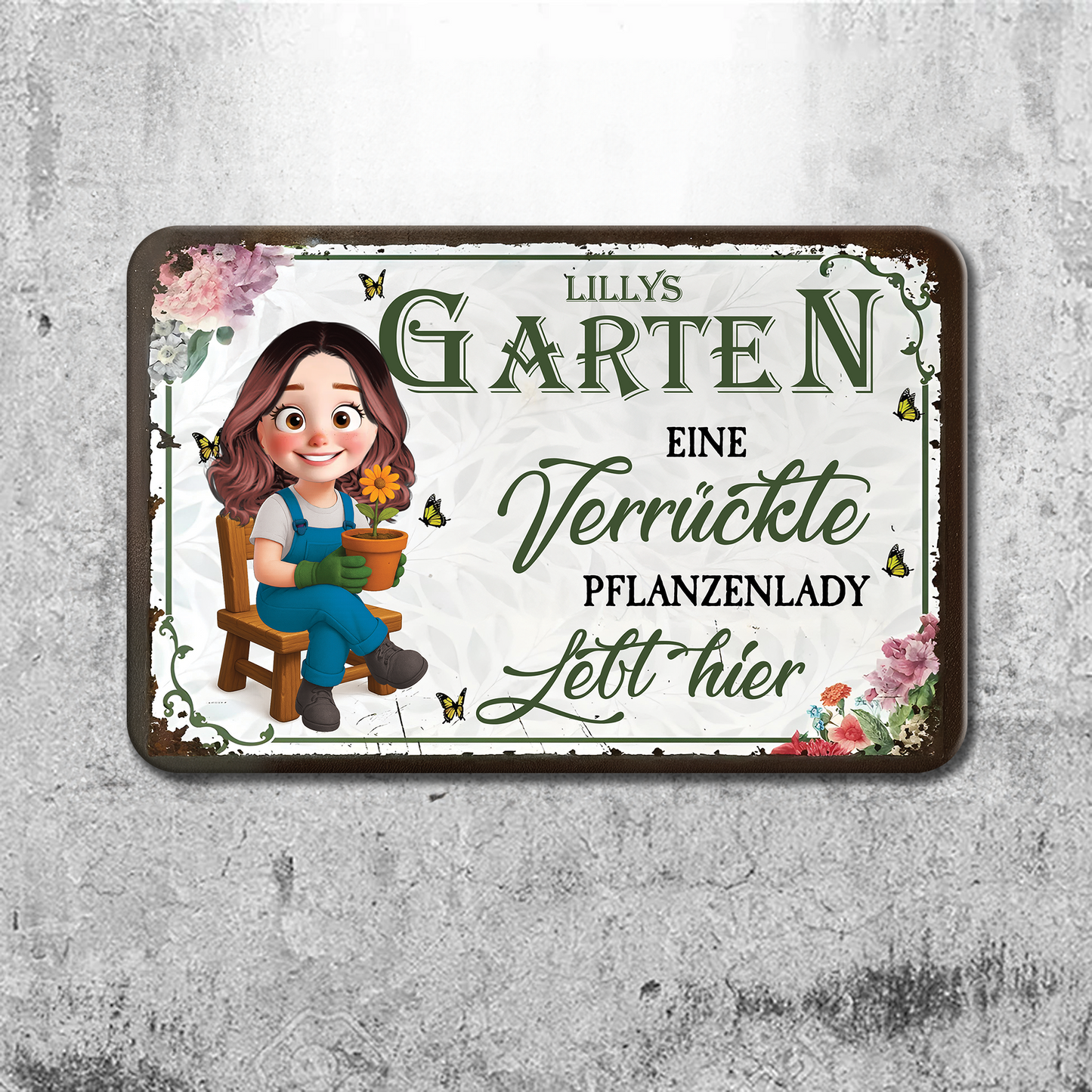 Eine Verrückte Pflanzenlady Lebt Hier! - Plaque En Métal Pour Amoureux Des Animaux