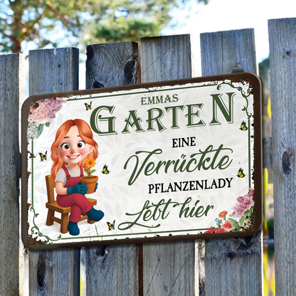 Eine Verrückte Pflanzenlady Lebt Hier! - Plaque En Métal Pour Amoureux Des Animaux