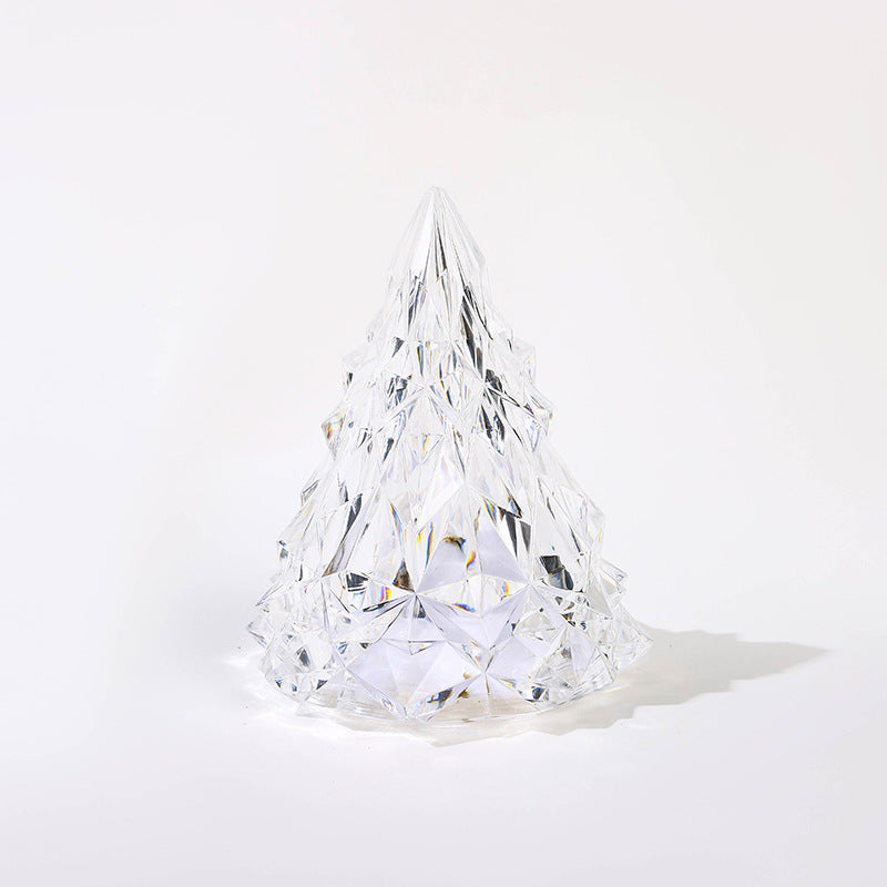 Acryl-Weihnachtsbaum-Nachtlicht, Geschenke für Urlaub, Party, Weihnachten, romantische Tischlampe im Kristall-Stil, Diamant-Design, Mini-Tischdekoration, 8 cm, für Schlafzimmer, Wohn-/Esszimmer, Tischdekoration