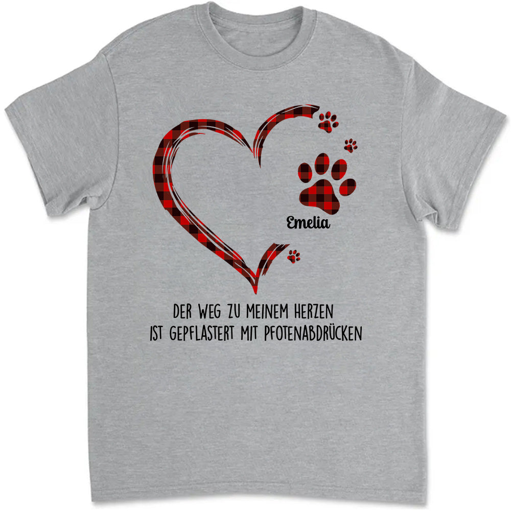 Der Weg zu meinem Herzen T-Shirt - Individuelles T-Shirt für Hundepapa Hundemama - Weihnachtsgeschenk für Hundeliebhaber