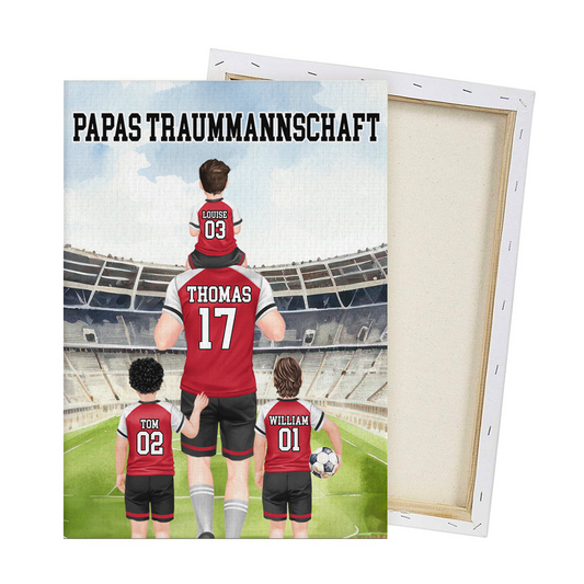 Papas Traummannschaft - Personalisierte Leinwand, Erinnerungsgeschenk