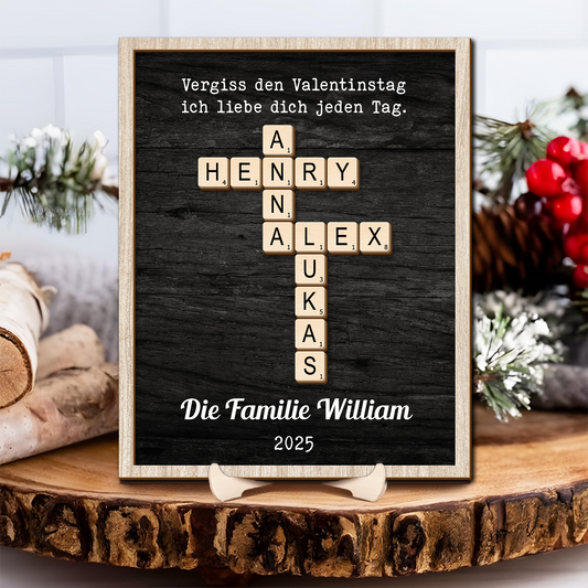 Personalisieren Sie Kreuzworträtsel Familiennamen - Kreuzworträtsel Scrabble Holzschild - personalisiertes Geschenk für die Familie