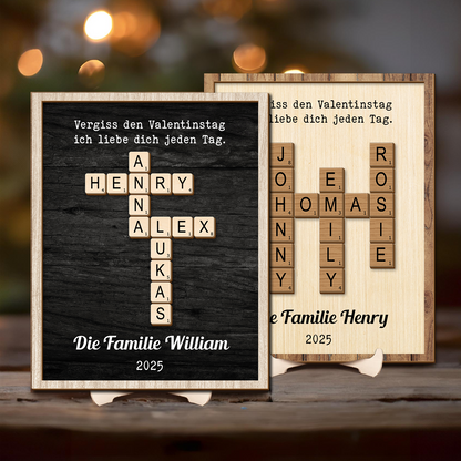 Personalisieren Sie Kreuzworträtsel Familiennamen - Kreuzworträtsel Scrabble Holzschild - personalisiertes Geschenk für die Familie