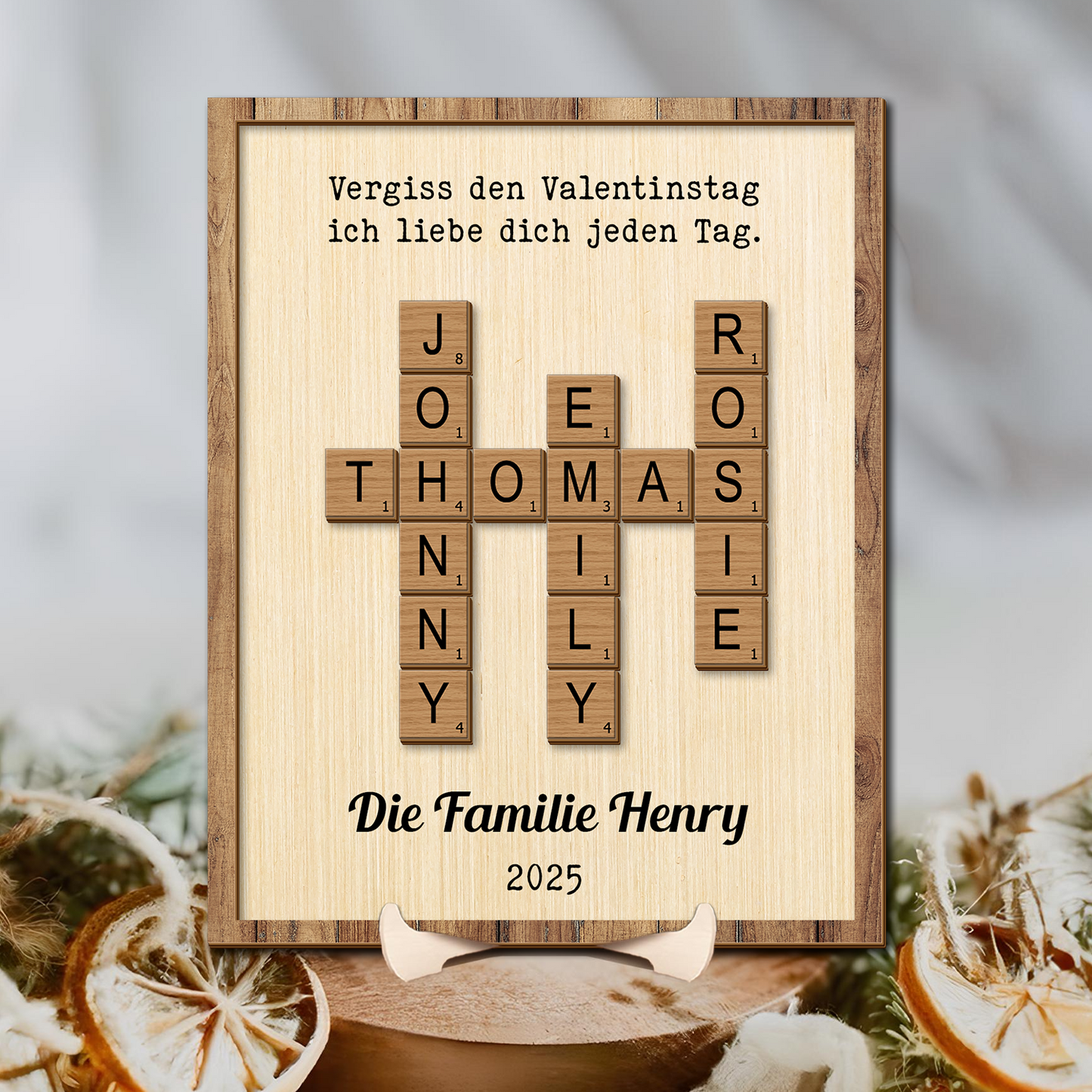Personalisieren Sie Kreuzworträtsel Familiennamen - Kreuzworträtsel Scrabble Holzschild - personalisiertes Geschenk für die Familie