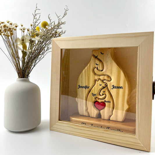 Holz-Schaukastenrahmen mit klarer Acrylscheibe und Scharniertür - Staubdichte Vitrine mit kursiver Schrift  (nur Box)