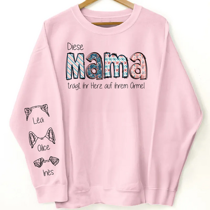 Diese MAMA trägt ihr Herz auf ihrem Ärmel - Personalisierter Pullover - Langarm