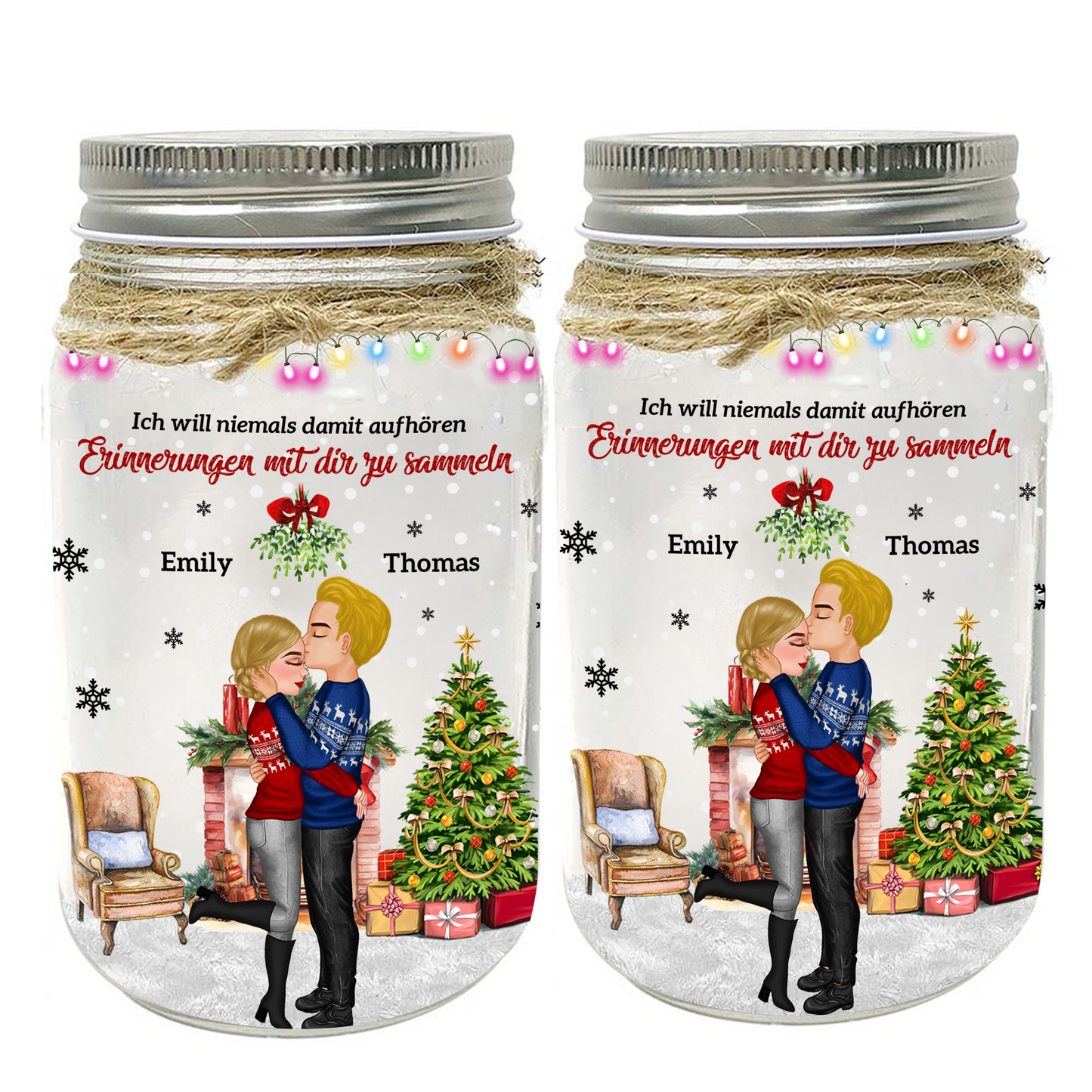 Ich möchte niemals aufhören, Erinnerungen mit dir zu schaffen - Weihnachtliches Mason Jar Licht - Individuelles LED-Licht für Paare