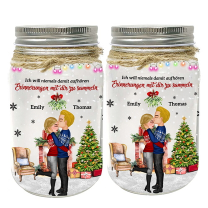Ich möchte niemals aufhören, Erinnerungen mit dir zu schaffen - Weihnachtliches Mason Jar Licht - Individuelles LED-Licht für Paare