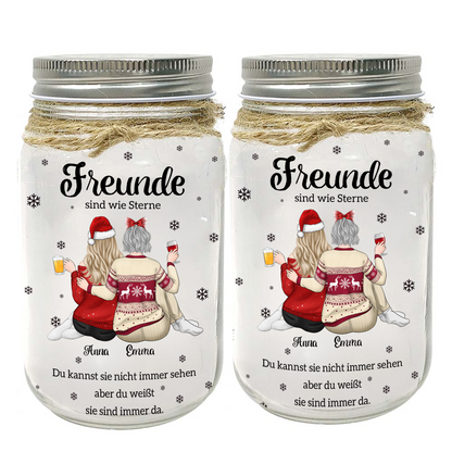 Personalisierte Mason Jar Solarlampe - Beste Freunde sind wie Sterne Licht - Weihnachtsgeschenk für Freunde