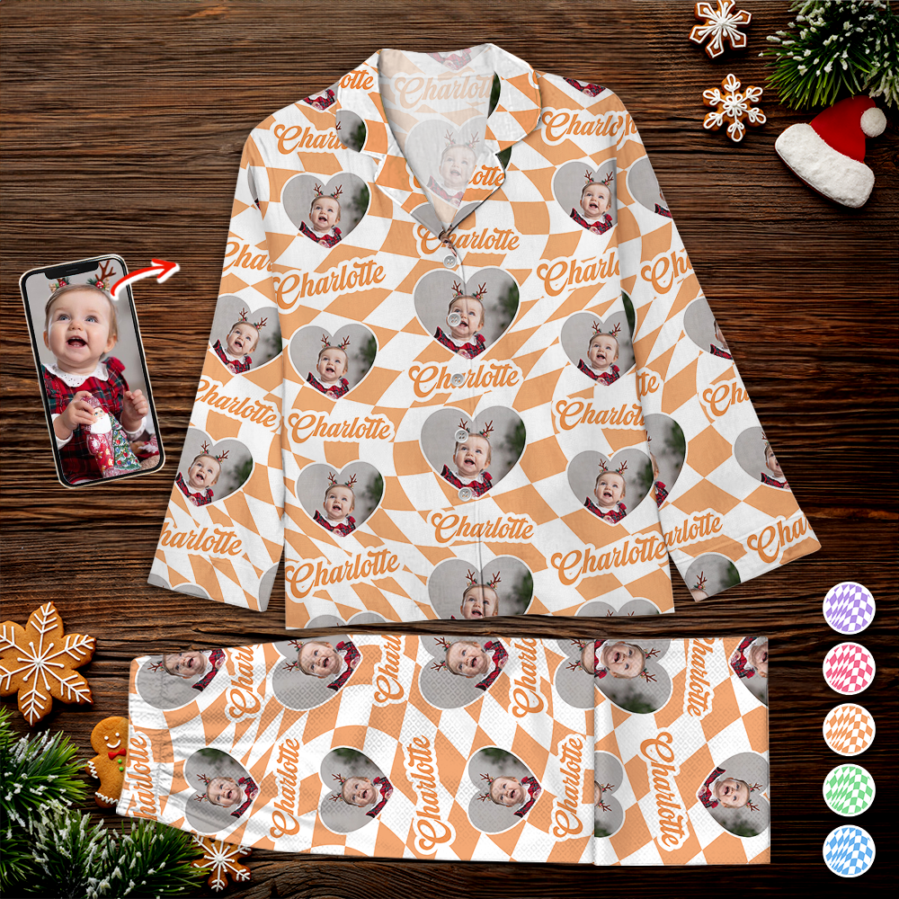 Personalisierte Vans-Schachbrettmuster-Weihnachtspyjama-Set - Matching Pyjama-Set für Paare