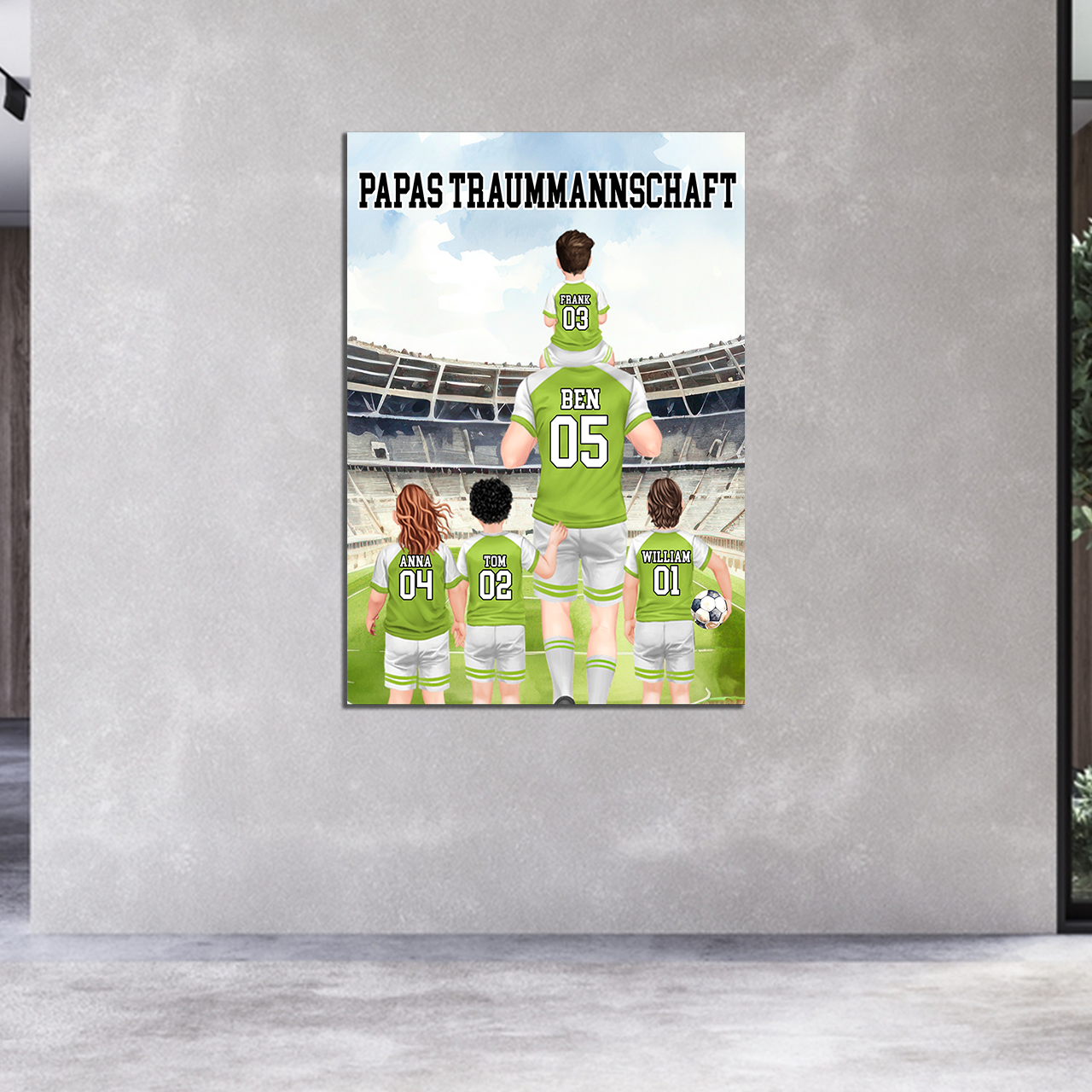 Papas Traummannschaft - Personalisierte Leinwand, Erinnerungsgeschenk