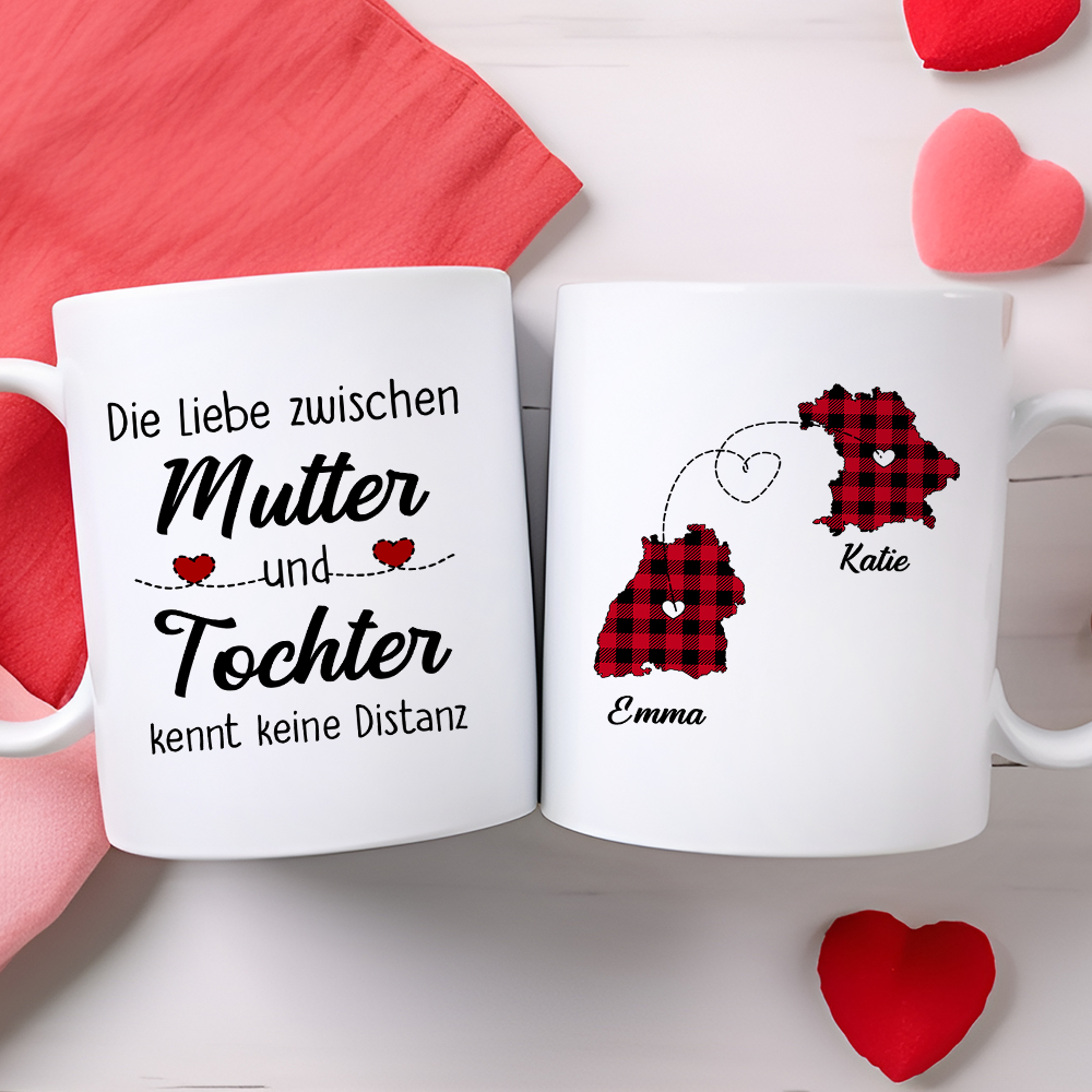 Die Liebe zwischen Familien kennt keine Entfernung - Personalisierte individuelle Tasse