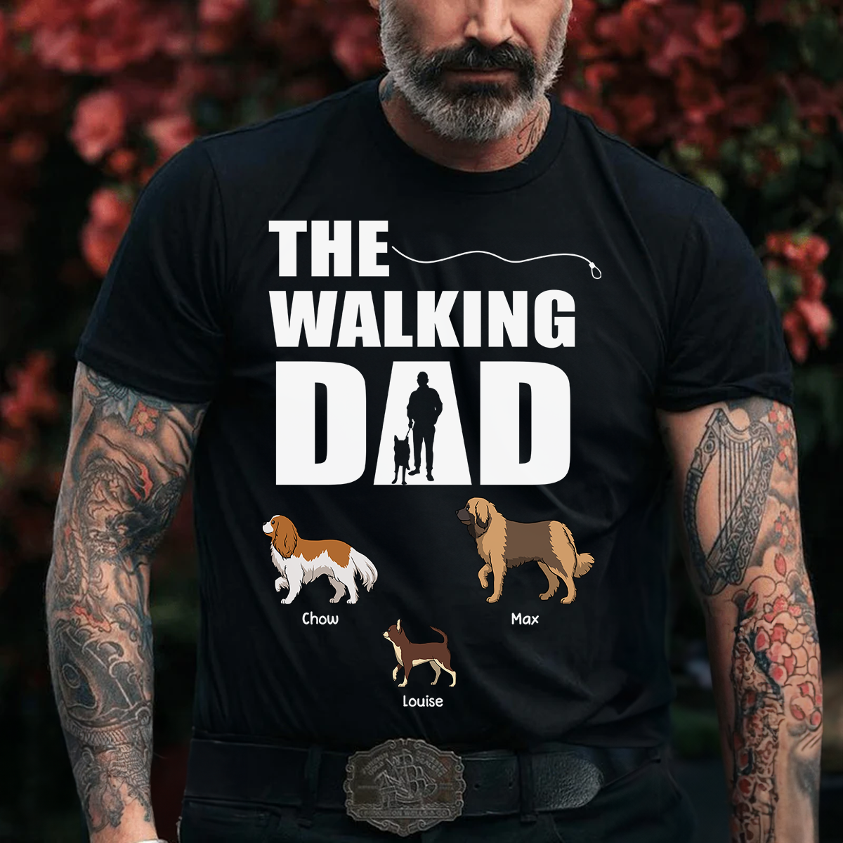 Walking Dog T-Shirt - Individuelles Unisex T-Shirt für Hundeliebhaber und Hundebesitzer - Geschenk für Tierliebhaber