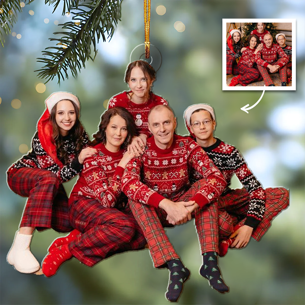 Personalisierter Fotoanhänger Glückliche Familie Für Immer - Personalisierter Acrylanhänger Weihnachten