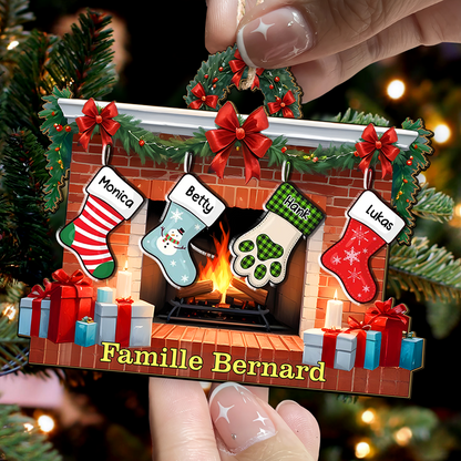 Personalisierter Weihnachtsstrumpf-Ornament - Familien-Weihnachtsdekoration - Strümpfe am Kamin - Weihnachtsgeschenk
