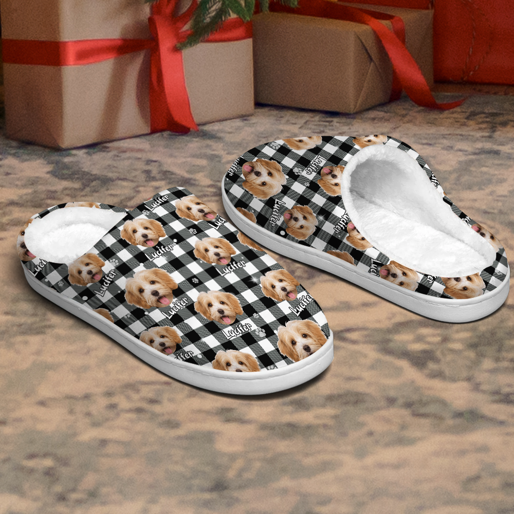 Benutzerdefinierte Foto Hund Katze und Accessoires Hausschuhe - Plüschhausschuhe Weihnachten 2024 - Weihnachtsgeschenk