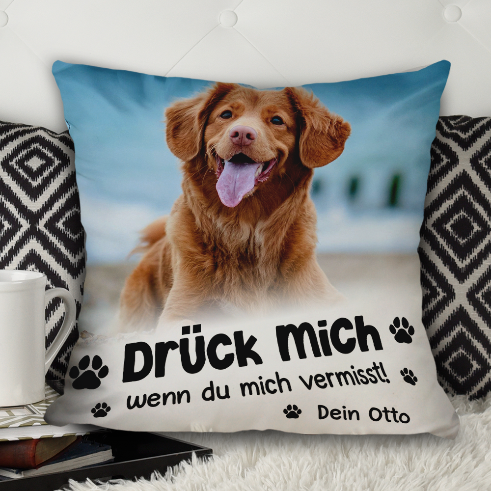 Drück Mich, Wenn Du Mich Vermisst - Personalisertes Kissen - Tierliebhaber