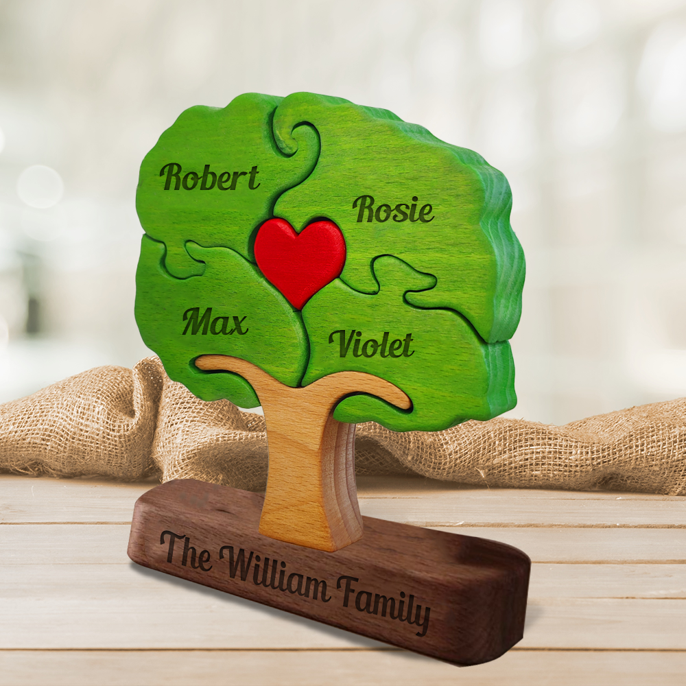 Personalisierter Lebensbaum aus Holz - Puzzle Holzfamilie - Holzbaum-Schnitzereien