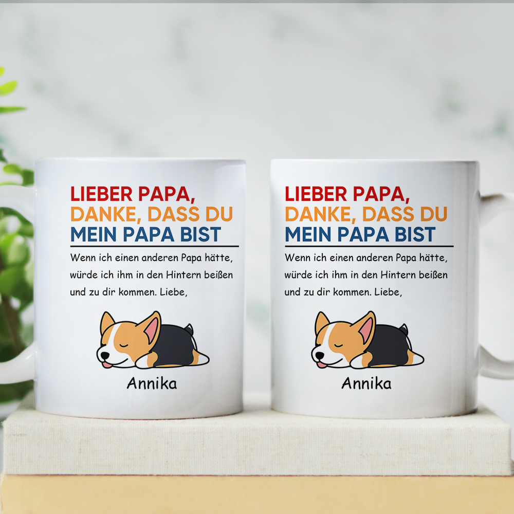 Lieber Papa,danke, dass du mein Papa bist - Personalisierte individuelle Tasse