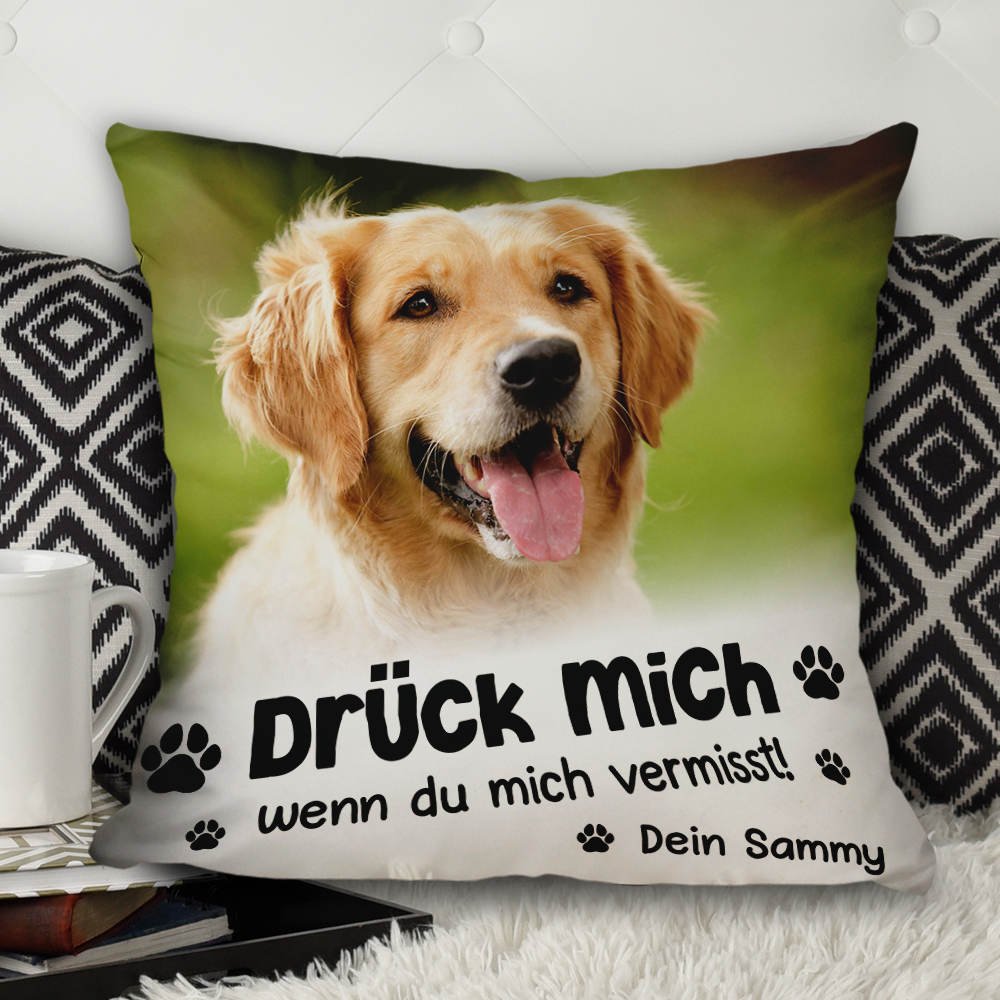 Drück Mich, Wenn Du Mich Vermisst - Personalisertes Kissen - Tierliebhaber