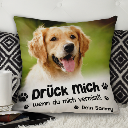 Drück Mich, Wenn Du Mich Vermisst - Personalisertes Kissen - Tierliebhaber