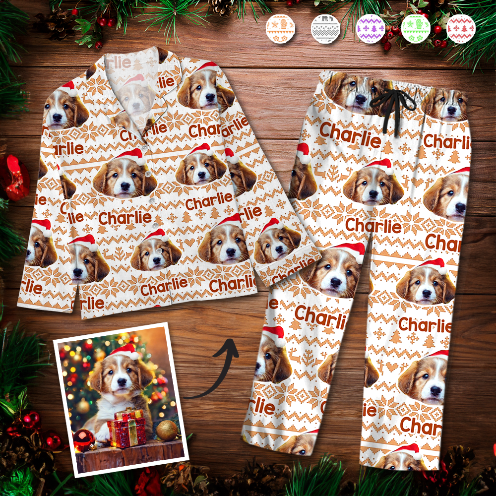 Individueller Foto-Pyjama – Personalisiertes Weihnachtsgeschenk für Hunde und Katzen für Tierliebhaber Schlafanzug