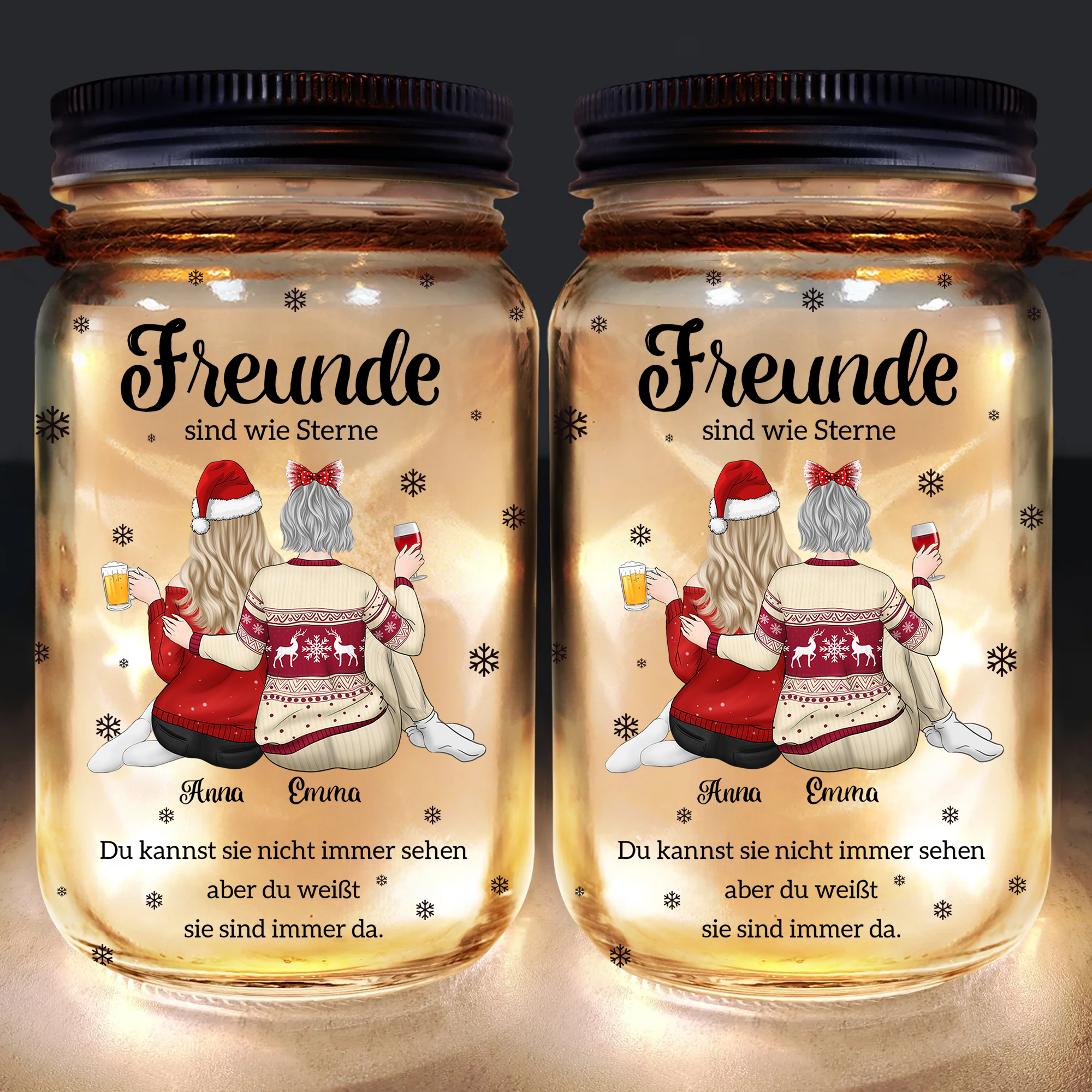 Personalisierte Mason Jar Solarlampe - Beste Freunde sind wie Sterne Licht - Weihnachtsgeschenk für Freunde