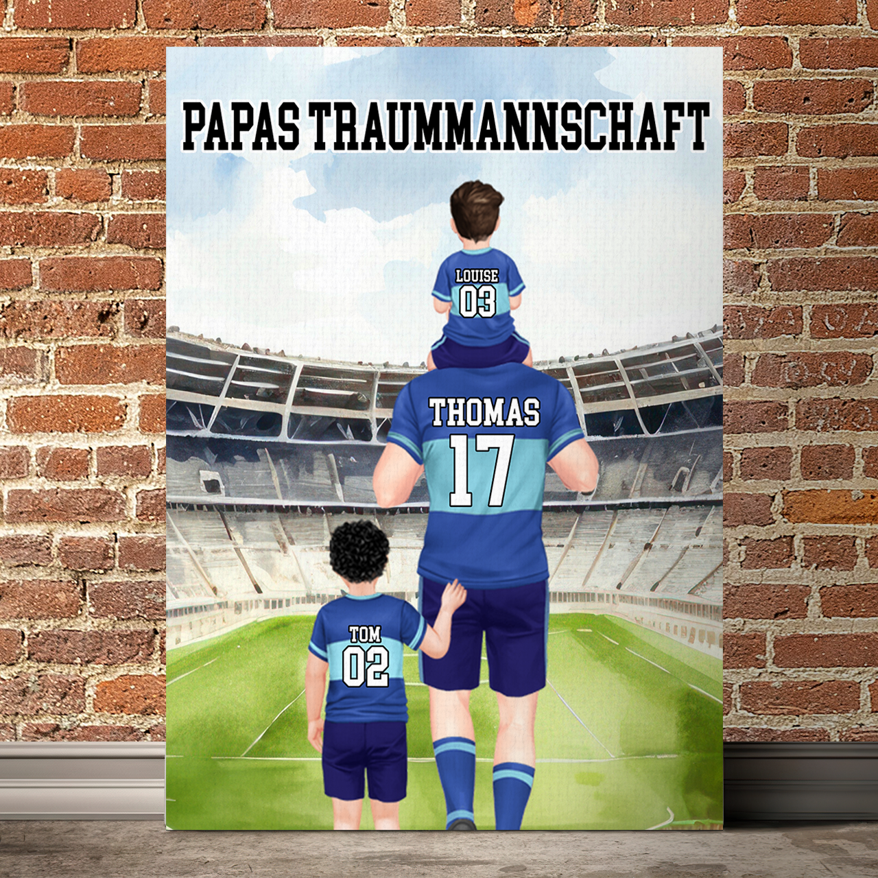 Papas Traummannschaft - Personalisierte Leinwand, Erinnerungsgeschenk