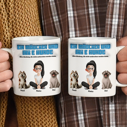 Ein Mädchen und ihre Hunde - Personalisierte 3D-Tasse