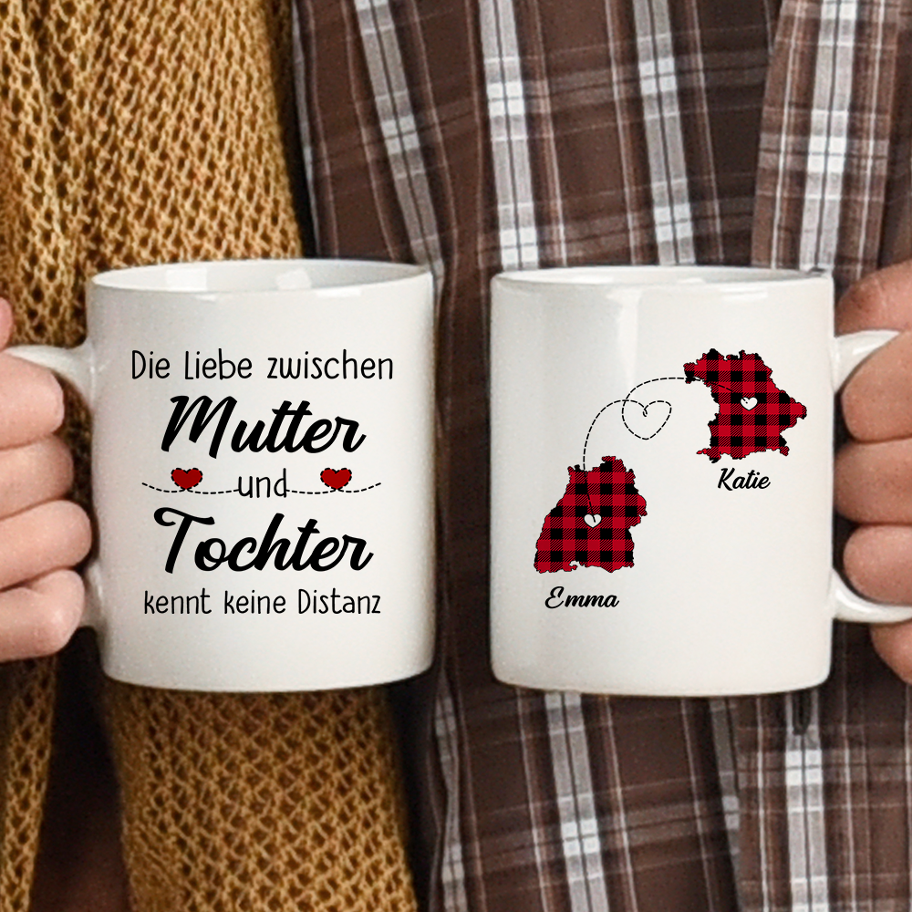 Die Liebe zwischen Familien kennt keine Entfernung - Personalisierte individuelle Tasse