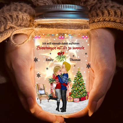 Ich möchte niemals aufhören, Erinnerungen mit dir zu schaffen - Weihnachtliches Mason Jar Licht - Individuelles LED-Licht für Paare