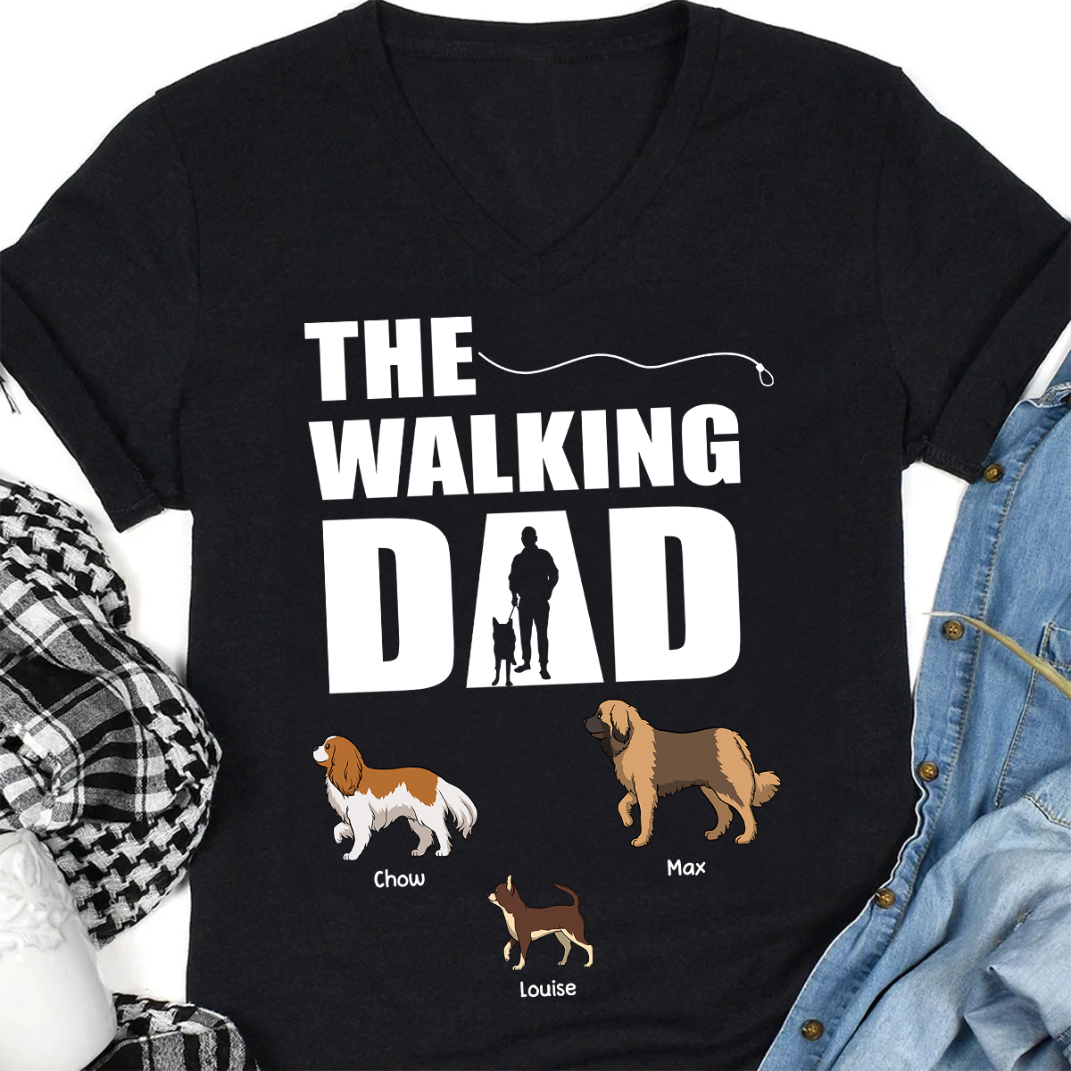 Walking Dog T-Shirt - Individuelles Unisex T-Shirt für Hundeliebhaber und Hundebesitzer - Geschenk für Tierliebhaber