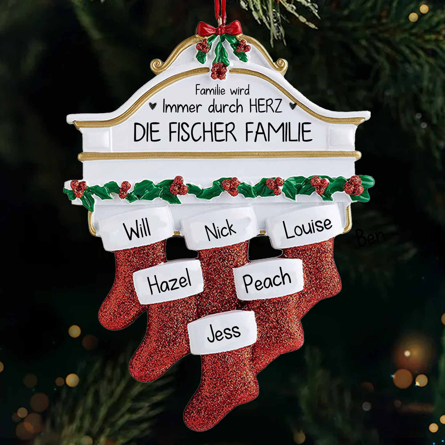 Familien-Weihnachtskamin-Ornament - 2024 Weihnachtsornament - Familien-Ornament