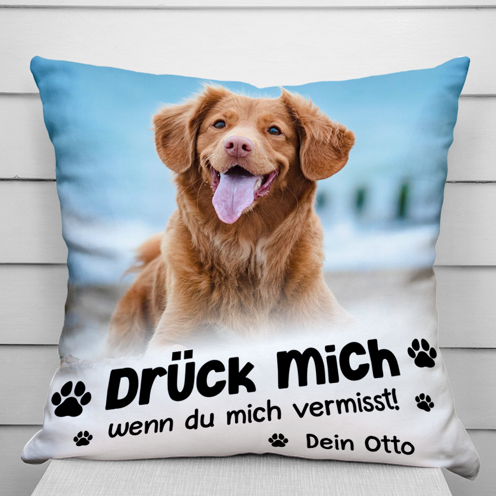 Drück Mich, Wenn Du Mich Vermisst - Personalisertes Kissen - Tierliebhaber