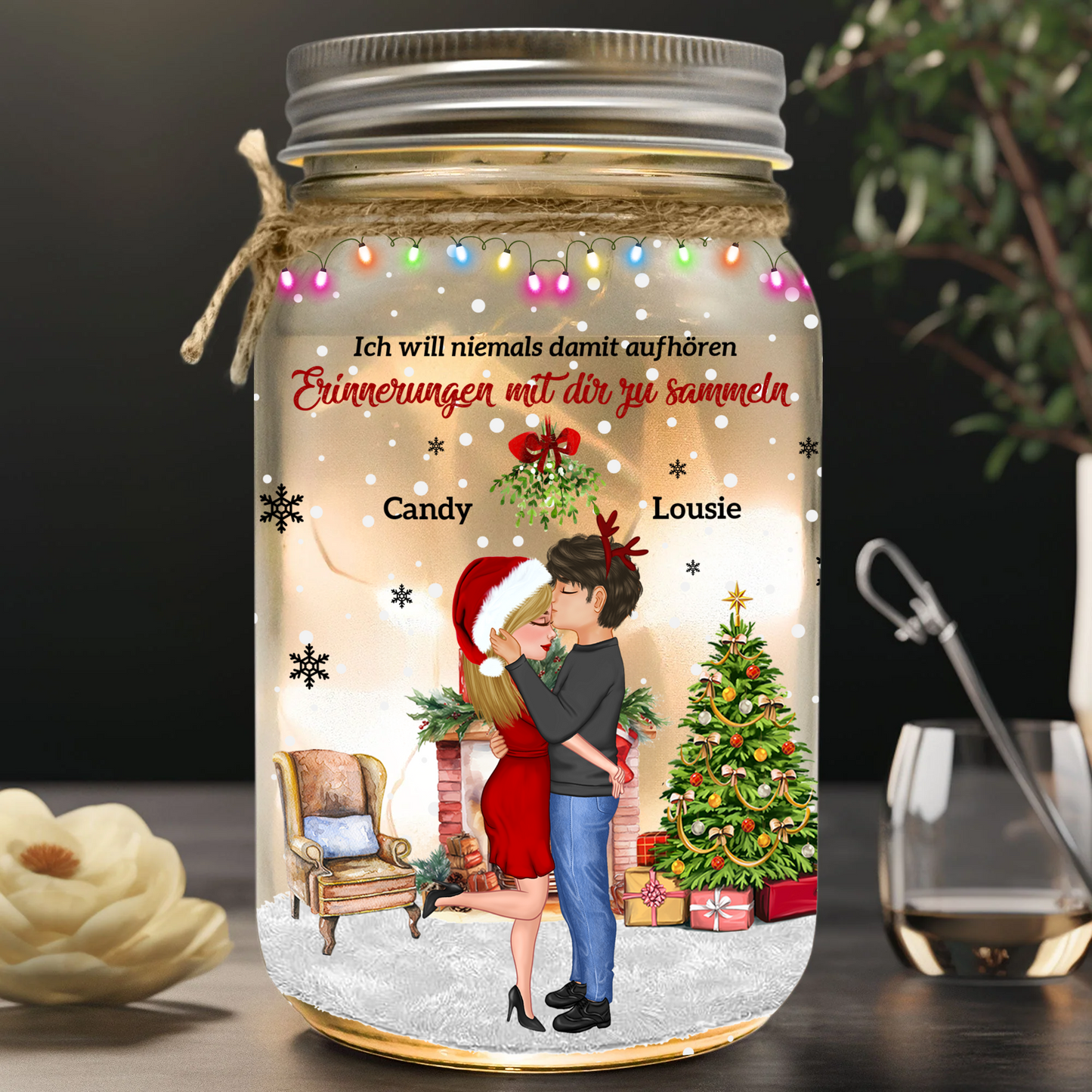 Ich möchte niemals aufhören, Erinnerungen mit dir zu schaffen - Weihnachtliches Mason Jar Licht - Individuelles LED-Licht für Paare