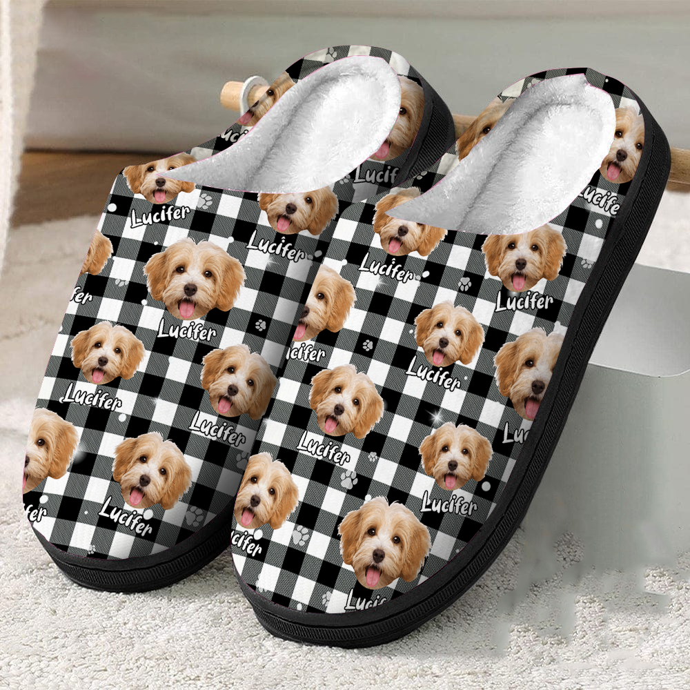 Benutzerdefinierte Foto Hund Katze und Accessoires Hausschuhe - Plüschhausschuhe Weihnachten 2024 - Weihnachtsgeschenk