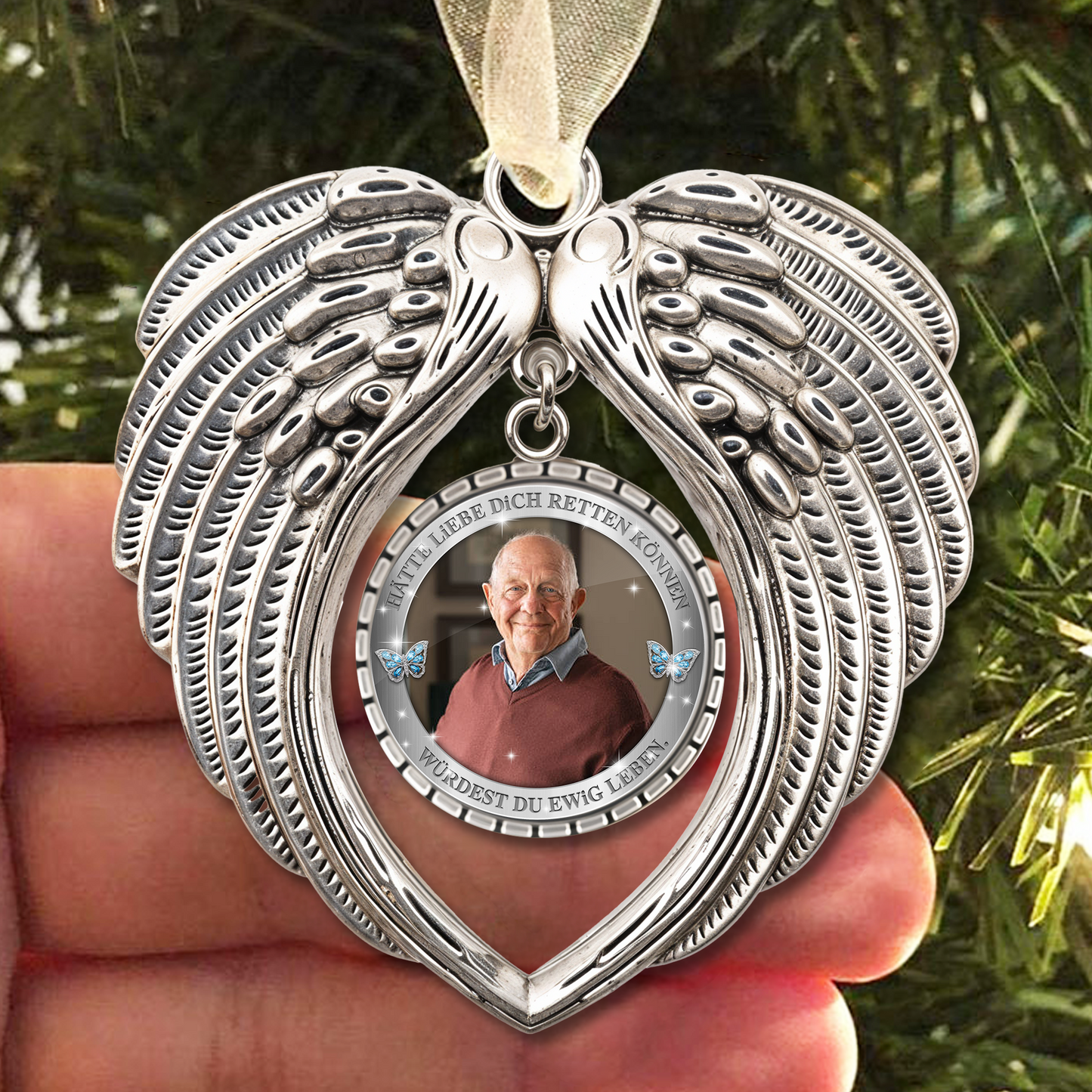 Gedenkengel Flügel Weihnachtsbaumornament – Himmelsandenken – Erinnerung an einen geliebten Menschen