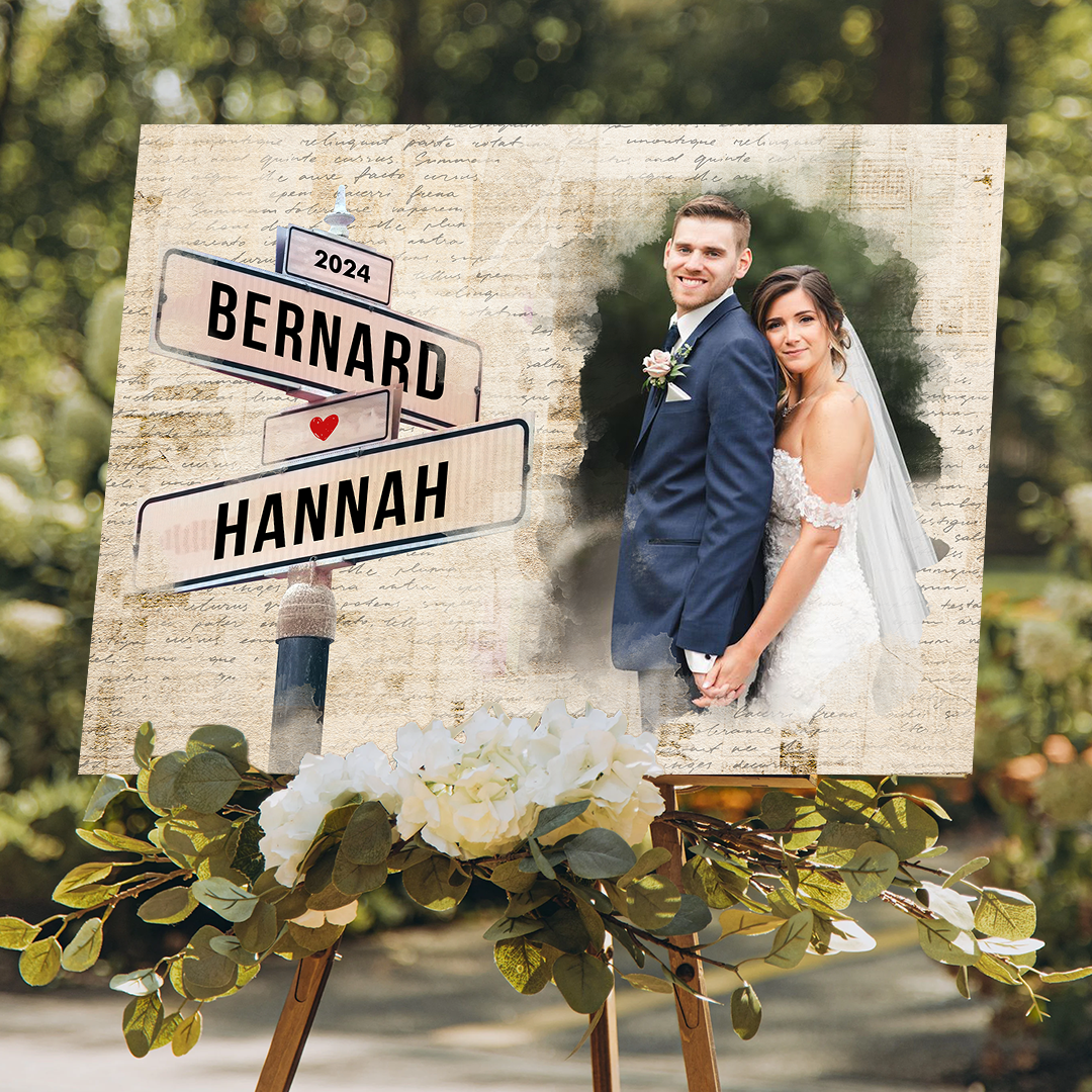 Einzigartige Wandkunst mit eigenem Foto und Namen - Personalisierte Leinwand